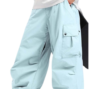 Waterproof Insulated Polyester/Nylon 10,000mm Baggy Ski Pants Wide Leg Snowboard <b>Trousers</b> Elastic Cuff Cargo Pocket Winter Wear - Product Image 5