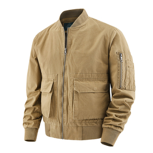 Blouson bomber vert olive pour homme, col montant, fermeture éclair, toile, formel, écologique, séchage rapide, respirant, vêtement d'hiver - Product Image 2