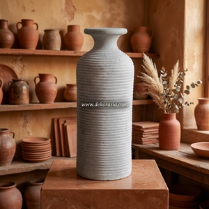 Jarrón Alto Rústico de Terracota Blanca Lisa Girar S, Botella Artesanal de Cerámica, Urna Decorativa para Mesa, Personalizable - Product Image 5