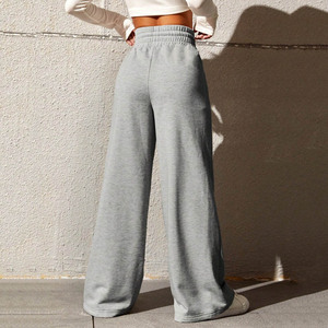 Pantalones de Cintura Alta y Pierna Ancha para Mujer, Talla Grande, Color Sólido, con Cordón, Corte Holgado, Largos, Casuales, 100% Algodón - Product Image 5