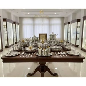 ชุดหม้อและกระป๋องสแตนเลสคุณภาพเยี่ยมสีทองลายฟักทอง ขายดี พร้อมฝาปิด อุปกรณ์ครัว - Product Image 1