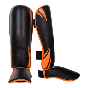 Espinilleras Profesionales Lawd Sports con Diseño de Llama Naranja, Material de PVC/Cuero/PC para Entrenamiento y Protección de Muay Thai - Product Image 1