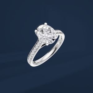 Anillo de Compromiso con Halo de Diamantes Cultivados en Laboratorio de Corte Ovalado de 2.00ct, Plata de Ley PT950, Joyería Fina de Lujo DIFF, Venta al Por Mayor - Product Image 1