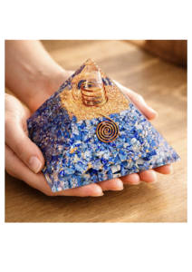 Hot Sale Orgonite Pyramid Lapis Lazuli Crystals, Copper Wrapped Quartz Generator, Gold Flakes & Meaning Card Home Decor & <b>Gift</b> - Product Image 2