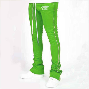 Pantalones Deportivos Azules para Hombre con Franja Lateral Morada, Cintura Elástica con Cordón, Joggers Casuales Ligeros de Punto para Verano - Product Image 3