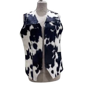 Gilet de motard en cuir de vachette premium pour femme, fermeture éclair sur le devant, vêtement d'extérieur décontracté, coupe-vent, rembourré en polyester, hiver - Product Image 2