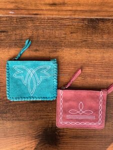 Nouveau Style bohème point de botte rose véritable daim cuir de vachette Mini portefeuille femmes porte-monnaie porte-monnaie avec caractéristiques de changement - Product Image 3