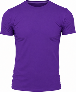 T-shirt décontracté pour homme, violet uni, manches courtes, col rond, coupe classique, 100 % polyester tricoté, teint uni, imprimé devant, écologique - Product Image 6