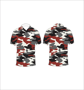 Polo camouflage rouge et gris à manches courtes, vêtements de sport urbains décontractés - Product Image 6