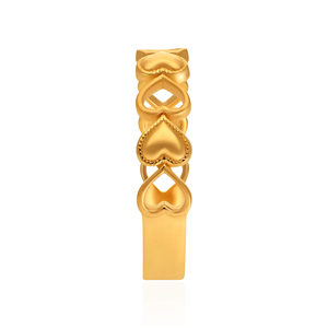 Bague en or Rhythm of Love, luxe, or jaune 18 carats, double cœur, pour femme, design élégant cœur ouvert, bijoux fins - Product Image 4