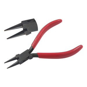 Pince à bec rond en acier inoxydable noir oxydé de 115 mm, mâchoires lisses, poignées en PVC, prise en charge OEM, pour sertissage de circlips, coupe et pêche - Product Image 1