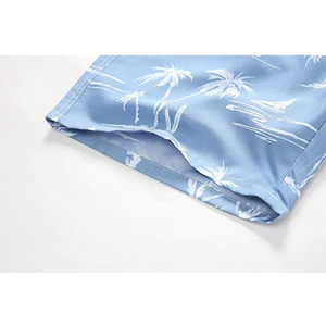 Shorts de Playa para Hombre, Estampado de Palmeras Azules, Secado Rápido, Cintura con Cordón, Estilo Casual, Largo Bermuda - Product Image 6