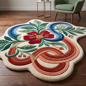 Floral Area Rug Novelty Shape Bohemian Style Tufted Rug Non-Slip Living Room Decorative Woolen Carpet Living Room Bedroom Home - Product Image 6