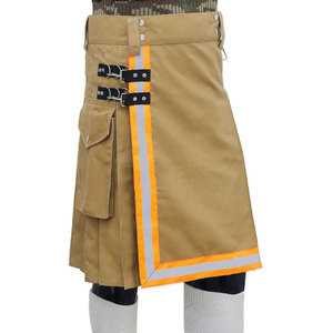 Kilt de Algodón Color Caqui para Bombero - Pantalón Cargo Utilitario con Bolsillos con Botones y Solapas, Detalles Reflectantes - Product Image 2