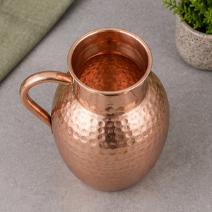 Pichet de Chevet Artisanal en Cuivre Pur Martelé - Carafe de Bien-être Ayurvédique Haut de Gamme Grande Capacité avec Pichet Intégré - Product Image 5