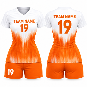 ชุดวอลเลย์บอลหญิงคุณภาพสูงแบบ OEM สั่งทำพิเศษ พิมพ์ลายแบบ Sublimation แห้งเร็ว ระบายอากาศดี คอวี แขนกุด สำหรับเล่นกีฬา - Product Image 4