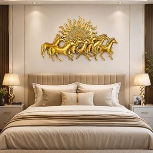 Décoration murale en laiton Golden Horse, art mural contemporain sur le thème des animaux, décoration murale pour la maison ou le bureau - Product Image 4