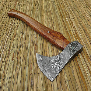 Handmade <b>Axe</b> Damascus Steel Blade <b>Wood</b> Handle Outdoor <b>Axe</b> Custom <b>Axe</b> - Product Image 2
