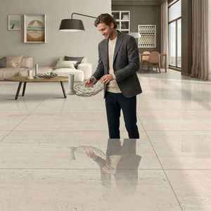 Travertino Mint 60x120 Carrelage de porcelaine aspect marbre émaillé poli de luxe pour le sol du salon Carrelages de sol en céramique - Product Image 1
