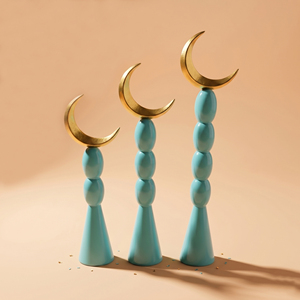 Modern Style Metal & Resin Crescent Moon Stand Decor Set Luxury Islamic Table Accent For Ramadan, Eid, Home & <b>Office</b> <b>Decoration</b> - Product Image 1