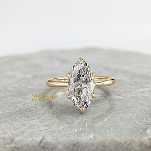 Anillo de Compromiso Solitario de Plata 925 con Corte Marquesa, Anillo Navette Alargado, Anillo de Boda Minimalista, Joyería Nupcial, Regalo para Ella - Product Image 3