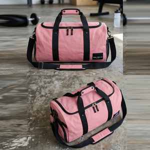 Sac de sport en toile rose avec fermeture éclair, durable, style vêtements de sport, sacs de sport en toile unisexe - Product Image 3