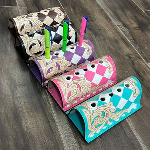 Organisateur de bureau en cuir à motifs, style western, support à stylos pour fournitures de bureau, accessoire de bureau pour stylos et crayons, vente chaude - Product Image 5