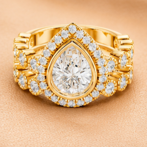 Anillo de Compromiso y Boda de Diamantes con Halo en Forma de Lágrima para Mujer, Joyería de Lujo con Corte de Pera, Regalo - Product Image 2