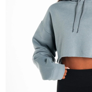 <b>Lightweight</b> Customized Women Winter Knitted Crop Top <b>Hoodie</b> High Quality Breathable Low MOQ Front Oversize <b>Hoodie</b> & Crop Top - Product Image 2