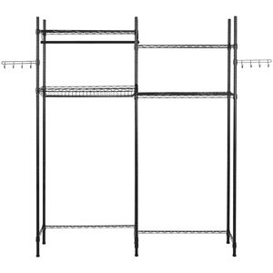 ชั้นวางของเหนือเครื่องซักผ้า 4 ชั้น ปรับระดับได้ 2 แถว พร้อมราวแขวนและตะขอ - Product Image 1