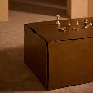 Spotlight Product Modern Coffee <b>Table</b> Minimalist Design Handmade Living Room Furniture Metal Frame <b>Brown</b> Finish - Product Image 2