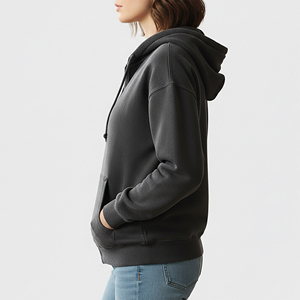 2026 Top Selling Women's Zip-Up Hoodie Solid Color Fleece Cotton Breathable Front Logo Print Regular Fit Autumn Wear for women - Product Image 3