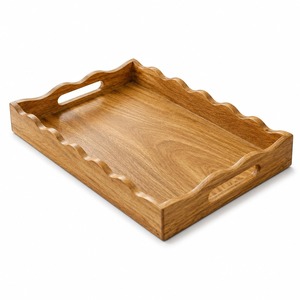 Plateau de rangement rectangulaire en bois, finition vernie, design minimaliste, utilisation sur table, compatible lave-vaisselle, multifonction, simple niveau, poli - Product Image 1