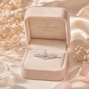 Anillo de Lujo con Diamantes Cultivados en Laboratorio con Corte de Pera y Pavé |   Anillo de Compromiso de Oro Blanco de 10K con Certificado IGI, Joyería Fina, Regalo para Mujer - Product Image 3