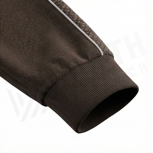 <b>Men's</b> Dark Brown <b>Tracksuit</b> Full Zip Front Logo Solid Color Casual Sportswear With Side Pockets Regular Fit Autumn Wear - Product Image 6