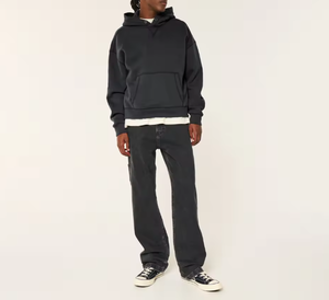 Sudadera con capucha de color liso para hombre – Sudadera informal estilo streetwear con bolsillo canguro - Product Image 1