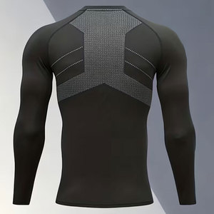 Vente en gros de hauts de sport pour hommes, respirants et absorbants la transpiration, chemises à manches longues élastiques, essentielles pour les sports de plein air - Product Image 1