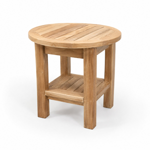 Solid Teak Premium Modern OEM Bumi Teak <b>Round</b> Side <b>Table</b> <b>Outdoor</b> Furniture Weather Resistant Patio Garden Hotel Resort Wholesale - Product Image 2