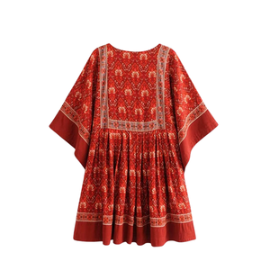 Minivestido estampado para mujer, vestido de línea A con mangas abullonadas - Product Image 2