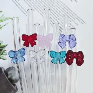 Pailles en verre en forme de nœud, en verre borosilicate transparent de haute qualité, colorées et fraîches - Product Image 4