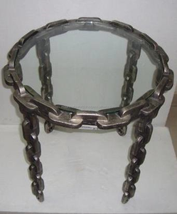 Table basse faite à la main de conception fantastique racines de noix de coco de qualité supérieure table ronde latérale en aluminium norme argentée - Product Image 3