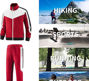 Conjunto Deportivo Profesional de Tres Tonos para Hombre – Traje de Jogging de Alto Rendimiento con Bloques de Color Rojo, Blanco y Negro - Product Image 5