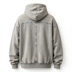 เสื้อฮู้ดดี้โอเวอร์ไซส์ผู้ชาย สีพื้น มีกระเป๋า ผ้าฝ้าย 100% เฟรนช์เทอร์รี่ ซักแล้ว สวมใส่สบายๆ สำหรับฤดูใบไม้ร่วง - Product Image 3