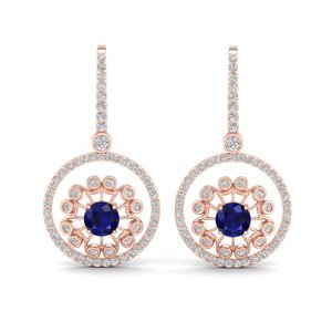 ต่างหูพลอยไพลินสีน้ำเงินทรงกลมขนาด 2.57 มม. REYES ขายดี ประดับเพชรทองคำแท้ 14K ของขวัญสำหรับงานหมั้น เครื่องประดับชั้นดี - Product Image 2