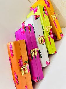 Luxury Handmade <b>Floral</b> Silk Jewelry Organizer <b>Box</b> with Golden Lock Elegant Bridal Gift <b>Box</b> for Weddings Return Gifts - Product Image 4