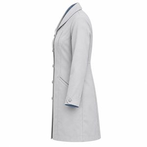 Blouse Médicale Gris Pâle Bleu Marine à Col Châle, Uniforme de Laboratoire Personnalisé, Vente en Gros, Tenue de Travail Unisexe pour Soins de Santé avec Poche Oblique - Product Image 3