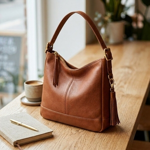 Fashionable Genuine Leather Women's Stylish Crossbody Shoulder <b>Handbags</b> Large Capacity Waterproof Zipper Customizable Portable - Product Image 1