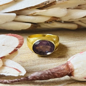 Market Favorite Bohemian Amethyst <b>Rings</b> Minimalist Brass Band <b>Women</b> 18k Gold Plated Chunky <b>Signet</b> Cocktail <b>Ring</b> Third Party - Product Image 6