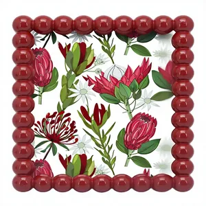 <b>Round</b> Wooden Red Beads Photo <b>Frame</b> Handmade Rectangle Tabletop Display <b>Frame</b> Custom Home Office Decor - Product Image 3