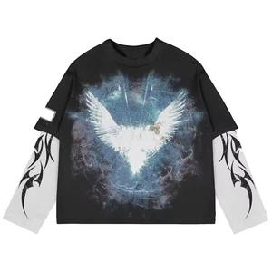 Camisetas Vintage Unisex de Manga Larga, 100% Algodón, 275 g/m², Lavado Ácido, Estilo Holgado, Casual, Sólido, Transpirable, Otoño - Product Image 2